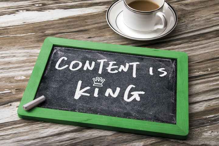 Chalkboard with Text: Content is King