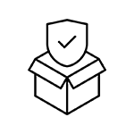 Icon: Shipping box and shield.