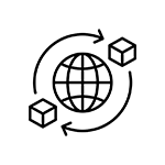 Icon: Packages around globe.