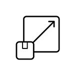 Icon: Package scaling icon.