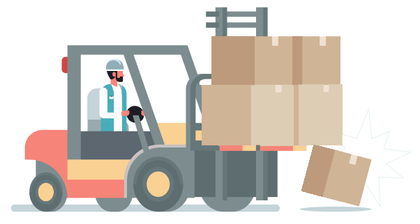 Image: Forklift dropping packages that require package insurance.