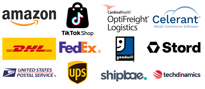 Logos of ecommerce and logistics platforms that work with U-PIC