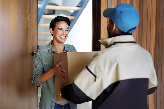 Image: Happy customer receiving an insured shipment.