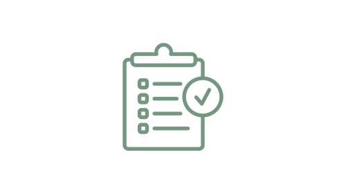 Image: Checklist with checkmark icon.