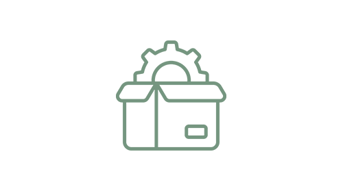 Image: Package and gear icon.