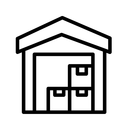 Package warehouse icon.
